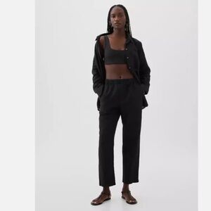 NWT Gap Black Linen-Blend Straight Pull-On Pants